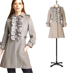 Manoush Souris River Wool Topcoat Ruffle Victorian Coat - Anthropologie